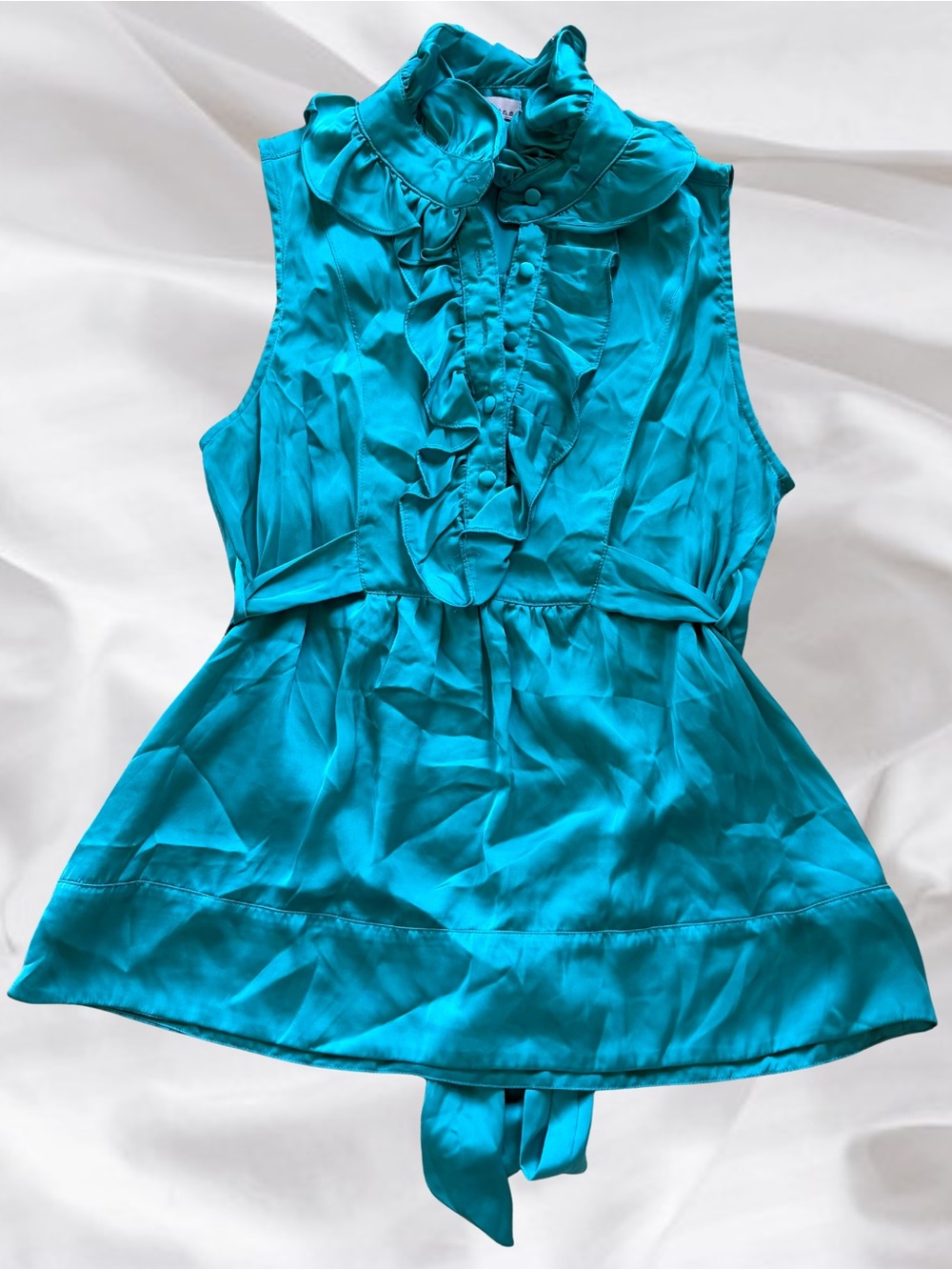 Y2K Teal Ruffle Sleeveless Top